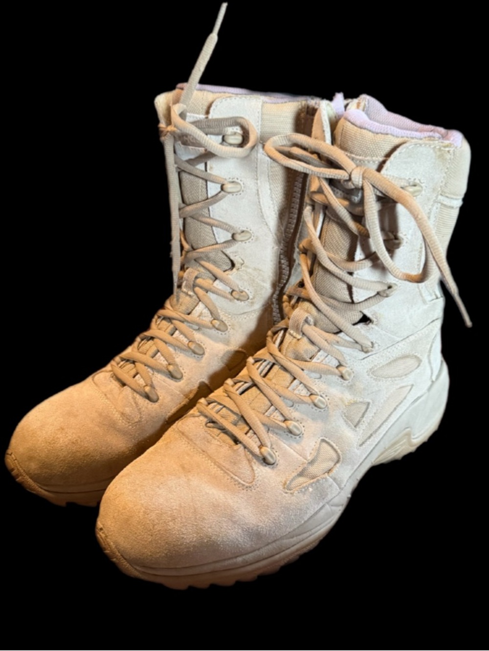 REEBOK DESERT TAN 8" STEALTH BOOT SIDE ZIP SOFT TOE BOOTS RB8895 - SIZE 14m